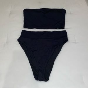 Aerie Ribbed Bandeau High Waist Bikini